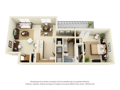 One Bedroom B Floor Plan Layout